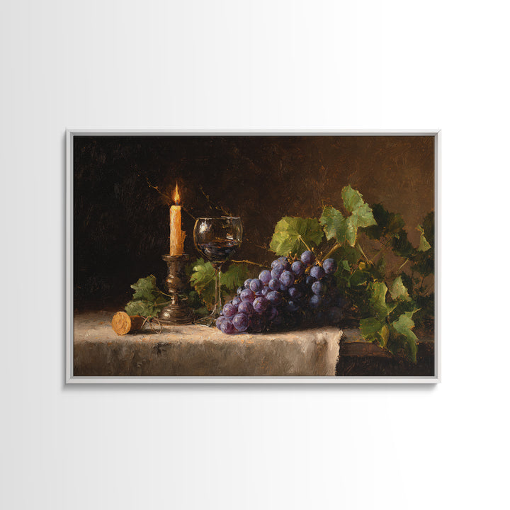 Single Grape Cluster Botanical Study Canvas Print, Winery Art, Neutral Decor, Winery Decor, Oil Painting, Vineyard, Home Decor, WIN-3x2-49
