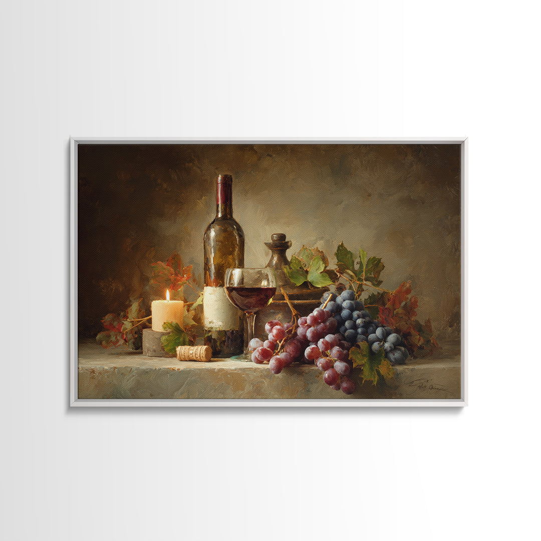 Olive Branch and Wine Glass Mediterranean Still Canvas Print, Winery Art, Landscape Art, Winery Decor, Fine Art, Vineyard, WIN-3x2-52