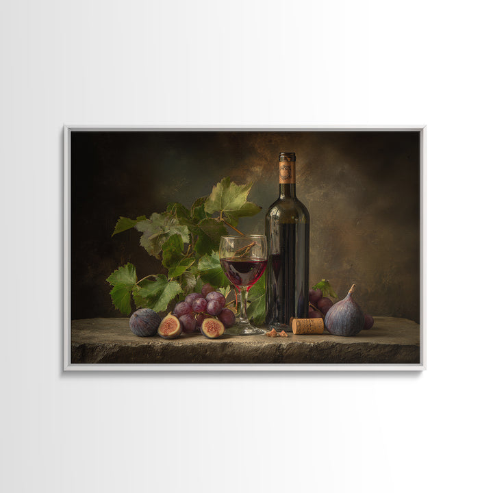 Wine Bottle and Glass Still Life Canvas Print, Winery Art, Preppy Wall Art, Winery Decor, Fine Art, Vineyard, Statement Artwork, WIN-3x2-54