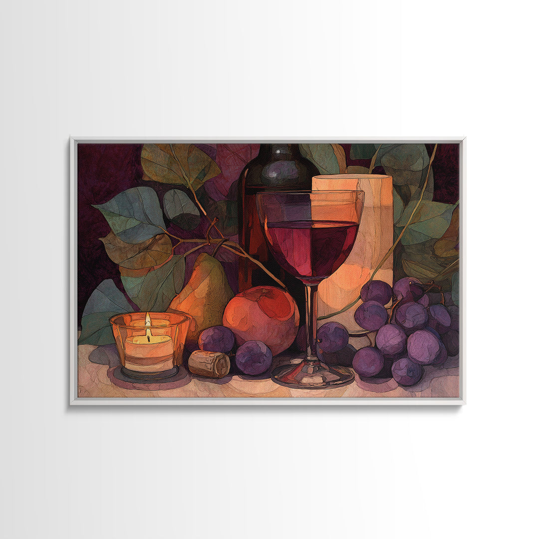 Red Wine Swirl Abstract Framed Canvas Print, Winery Art, Art Print, Winery Decor, Fine Art, Vineyard, Watercolor Painting, WIN-3x2-59