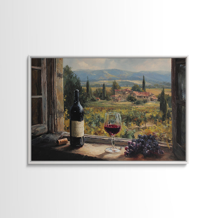 French Vineyard Hills Framed Canvas Print, Winery Art, Textured Painting, Winery Decor, Fine Art, Vineyard, Oil Painting, WIN-3x2-60