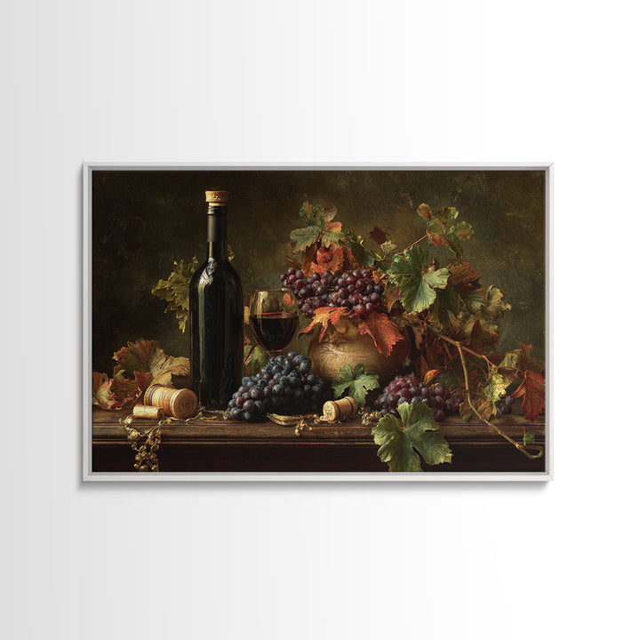 Vine Leaves Turning Autumn Red and Gold Framed Canvas Print, Winery Art, Preppy Wall Art, Winery Decor, Fine Art, Vineyard, WIN-3x2-63