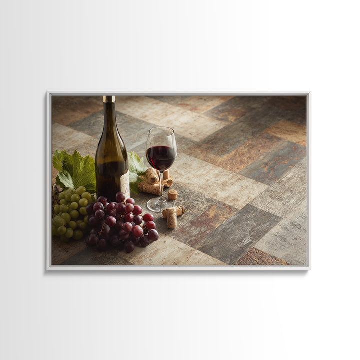 Corks Arranged as Geometric Pattern Framed Canvas Print, Winery Art, Retro Wall Art, Winery Decor, Abstract Art, Vineyard, WIN-3x2-70