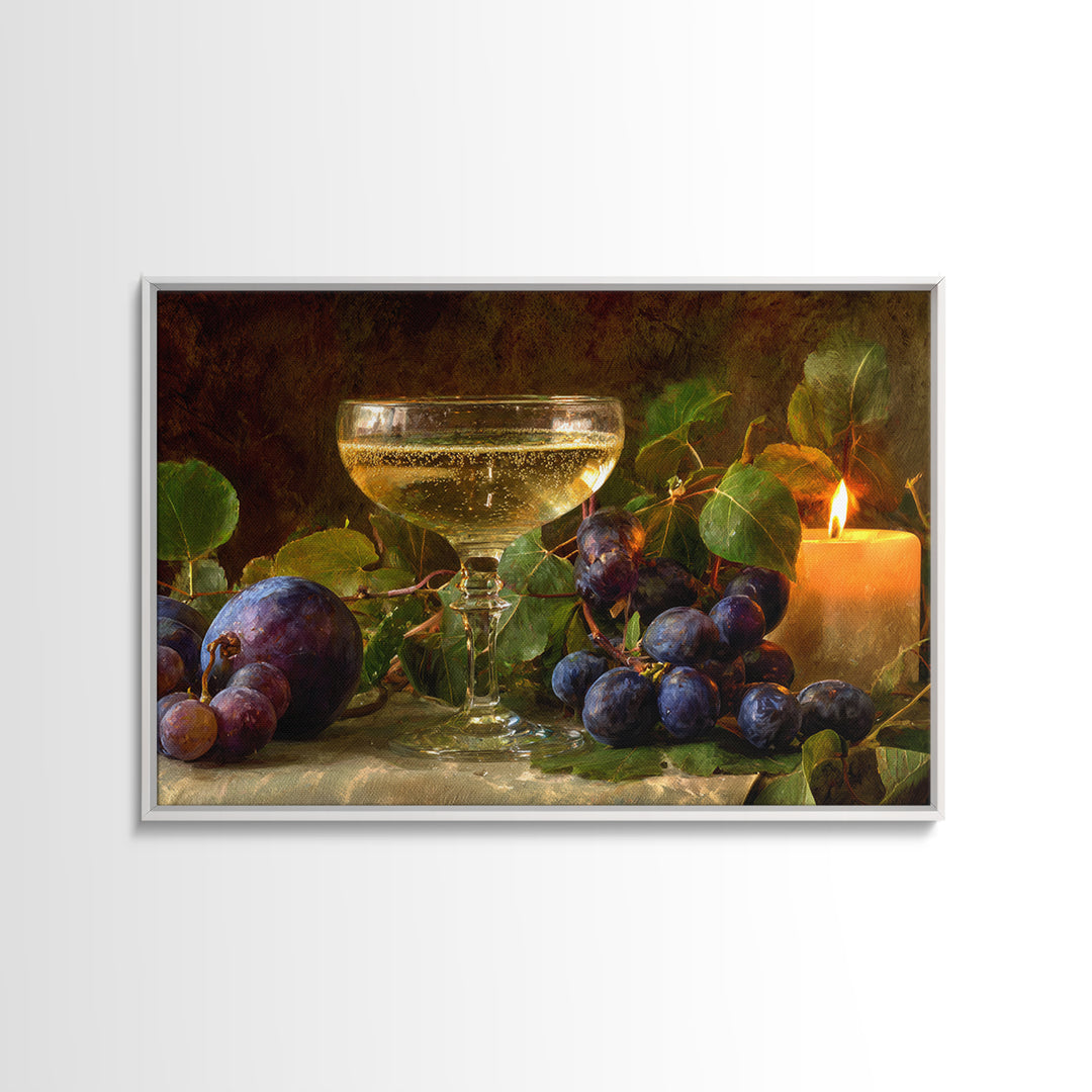 Champagne Coupe with Bubbles and Light Framed Canvas Print, Winery Art, Cocktail Wall Art, Winery Decor, Watercolor Art, WIN-3x2-71
