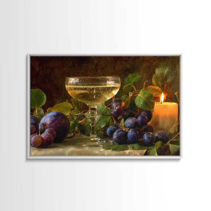Champagne Coupe with Bubbles and Light Framed Canvas Print, Winery Art, Cocktail Wall Art, Winery Decor, Watercolor Art, WIN-3x2-71