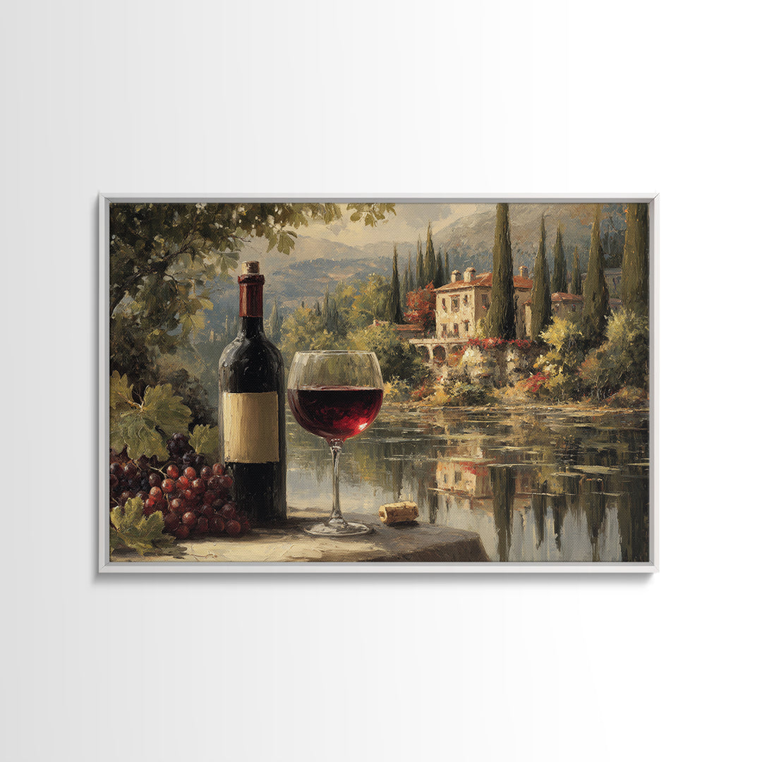 Italian Villa Vineyard Landscape Canvas Print, Winery Art, Contemporary Art, Winery Decor, Fine Art, Vineyard, Kitchen Decor, WIN-3x2-72