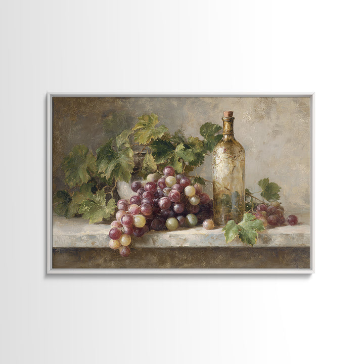 Single Grape Cluster Botanical Study Canvas Print, Winery Art, Neutral Decor, Winery Decor, Oil Painting, Vineyard, Home Decor, WIN-3x2-73