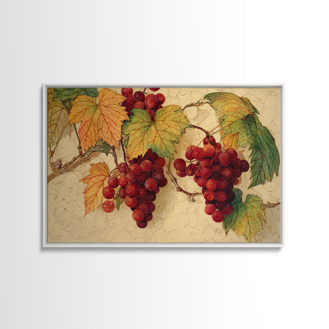 Vine Leaves Turning Autumn Red and Gold Framed Canvas Print, Winery Art, Art, Winery Decor, Fine Art, Vineyard, Farmhouse Decor, WIN-3x2-87