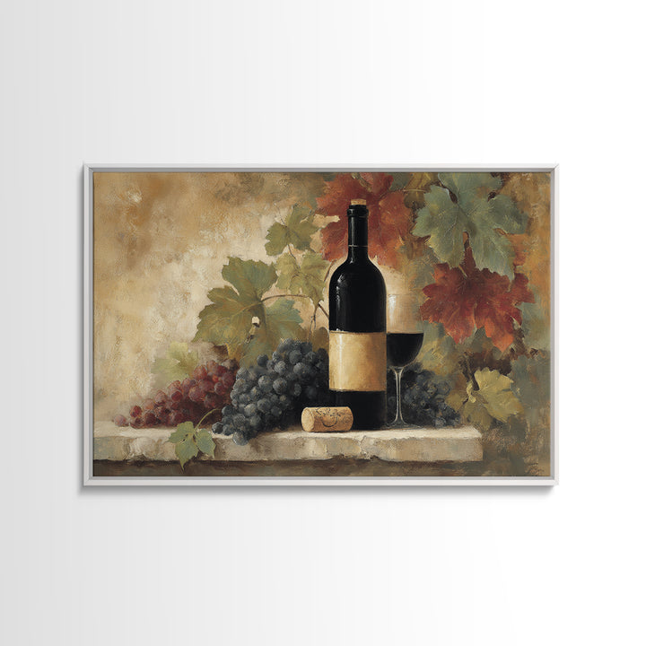 Black and Gold Wine Bottle Silhouette Framed Canvas Print, Winery Art, Painting, Winery Decor, Vineyard, Living Room Decor, WIN-3x2-92