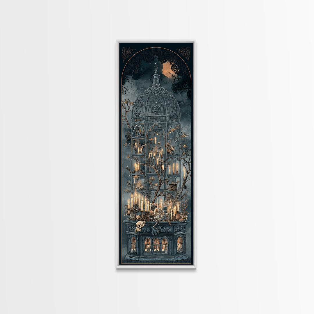 The Black Lace Haunted Conservatory - Occult Still Life, Dark Fantasy Wall Art, Tall Narrow Wall Art, Canvas Print, Halloween Home Decor