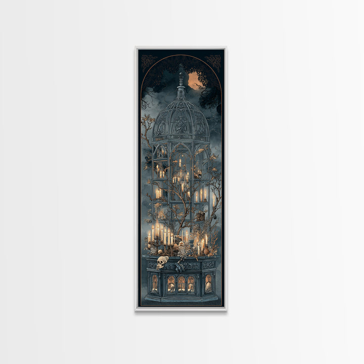The Black Lace Haunted Conservatory - Occult Still Life, Dark Fantasy Wall Art, Tall Narrow Wall Art, Canvas Print, Halloween Home Decor