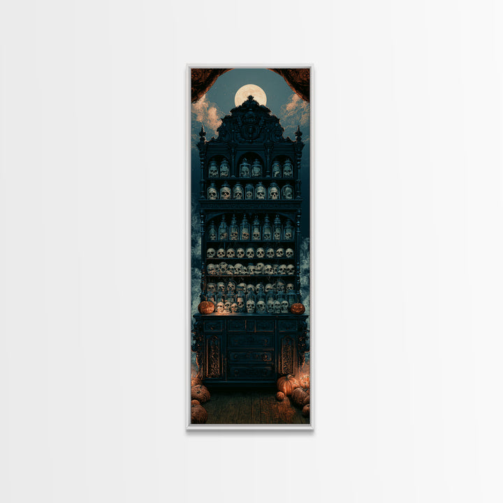 The Candlelit Skull Apothecary - Icon Portrait, Occult Wall Decor, Tall Narrow Wall Art, Canvas Print, Halloween Home Decor, Gothic Wall Art
