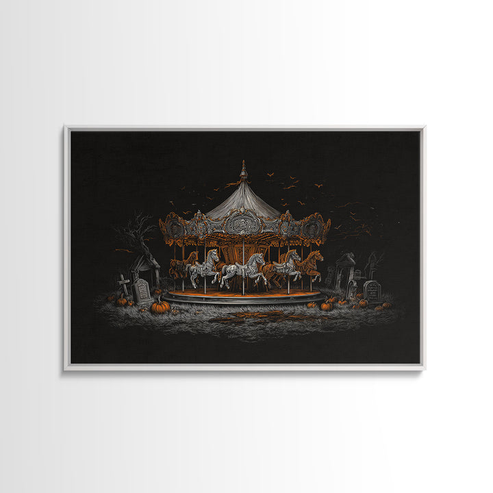 The Graveyard Carousel - Icon Portrait, Gothic Home Decor, Landscape Wall Art, Canvas Print, Halloween Home Decor, Gothic Wall Art