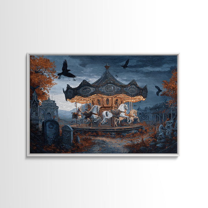 The Graveyard Carousel - Environmental Panorama, Gothic Home Decor, Landscape Wall Art, Canvas Print, Halloween Home Decor, Gothic Wall Art