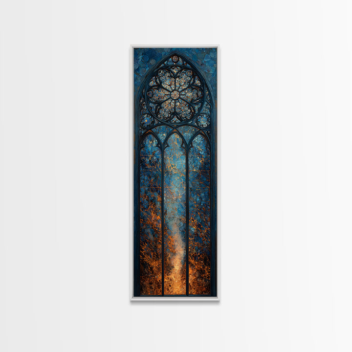 The Spiderweb Cathedral Window - Procession Scene, Dark Fantasy Wall Art, Tall Narrow Wall Art, Canvas Print, Halloween Home Decor