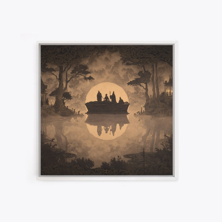 The Floating Coffin Garden - Icon Portrait, Gothic Home Decor, Square Wall Art, Canvas Print, Halloween Home Decor, Gothic Wall Art