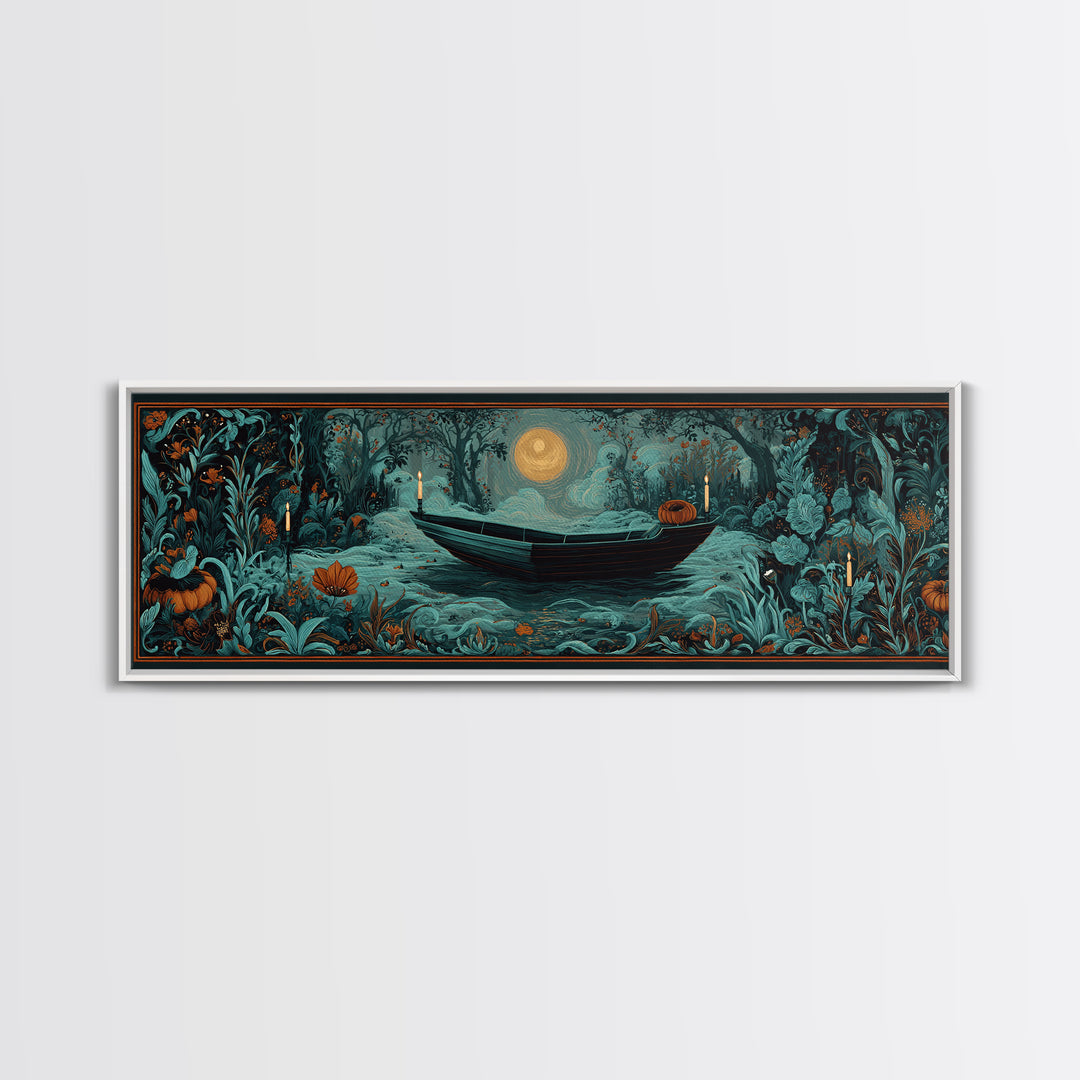 The Floating Coffin Garden - Icon Portrait, Gothic Home Decor, Extra Wide Wall Art, Canvas Print, Halloween Home Decor, Gothic Wall Art