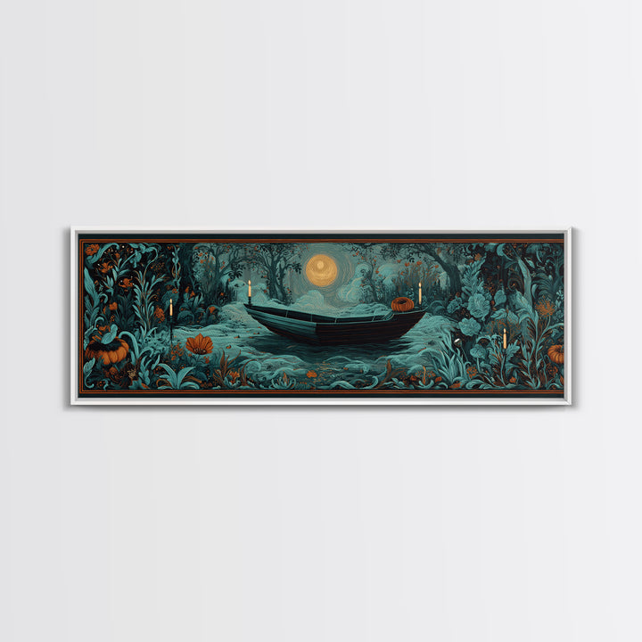 The Floating Coffin Garden - Icon Portrait, Gothic Home Decor, Extra Wide Wall Art, Canvas Print, Halloween Home Decor, Gothic Wall Art