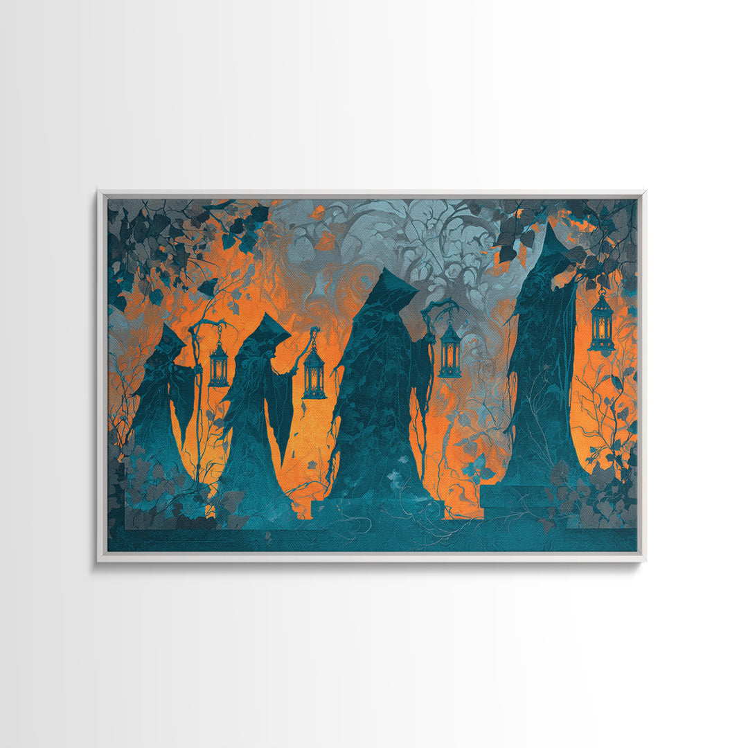 The Autumn Reaper Parade - Icon Portrait, Occult Wall Decor, Landscape Wall Art, Canvas Print, Halloween Home Decor, Gothic Wall Art