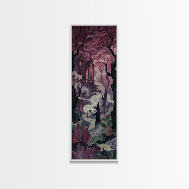 The Witch Queen Greenhouse - Environmental Panorama, Occult Wall Decor, Tall Narrow Wall Art, Canvas Print, Halloween Home Decor