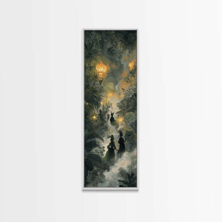The Witch Queen Greenhouse - Procession Scene, Occult Wall Decor, Tall Narrow Wall Art, Canvas Print, Halloween Home Decor, Gothic Wall Art