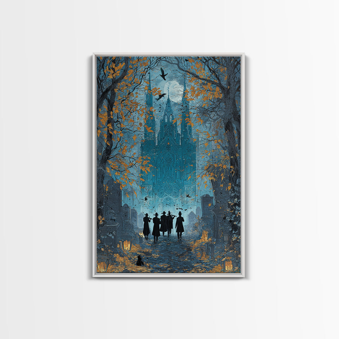 The Ghostly Violin Procession - Icon Portrait, Dark Fantasy Wall Art, Vertical Wall Art, Canvas Print, Halloween Home Decor, Gothic Wall Art