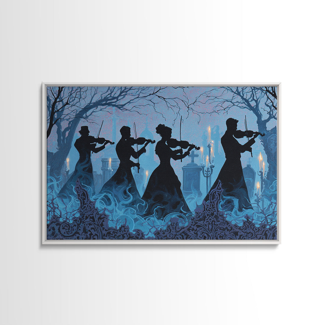 The Ghostly Violin Procession - Icon Portrait, Gothic Home Decor, Landscape Wall Art, Canvas Print, Halloween Home Decor, Gothic Wall Art