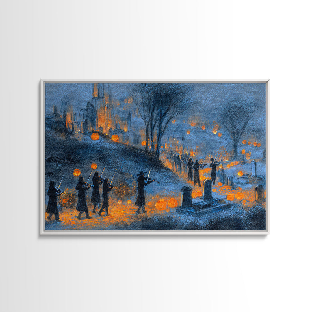 The Ghostly Violin Procession - Environmental Panorama, Gothic Home Decor, Landscape Wall Art, Canvas Print, Halloween Home Decor