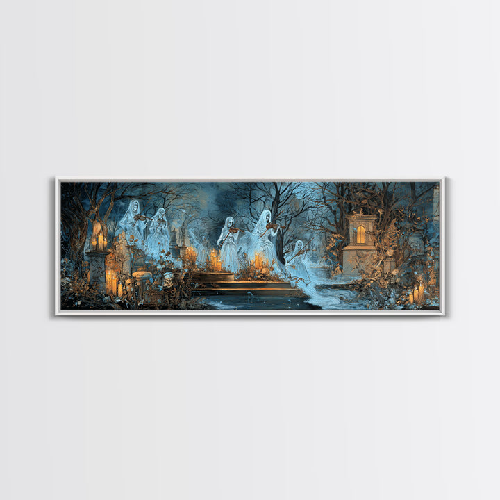 The Ghostly Violin Procession - Occult Still Life, Occult Wall Decor, Extra Wide Wall Art, Canvas Print, Halloween Home Decor