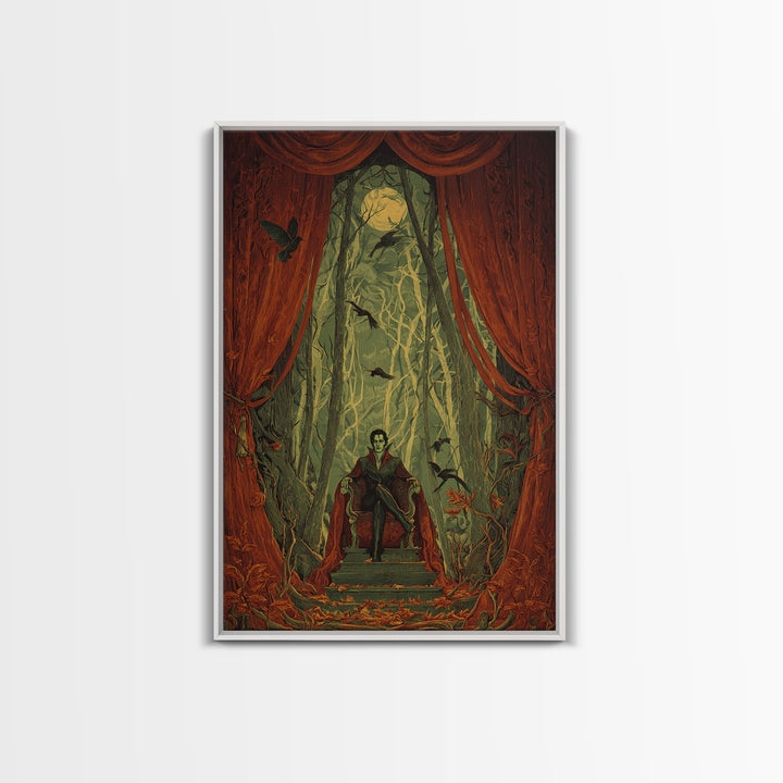 The Velvet Vampire Conservatory - Icon Portrait, Macabre Halloween Art, Vertical Wall Art, Framed Canvas Print, Halloween Home Decor