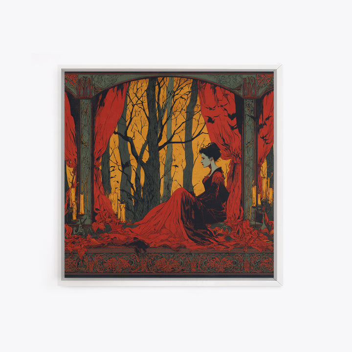 The Velvet Vampire Conservatory - Icon Portrait, Dark Fantasy Wall Art, Square Wall Art, Canvas Print, Halloween Home Decor, Gothic Wall Art