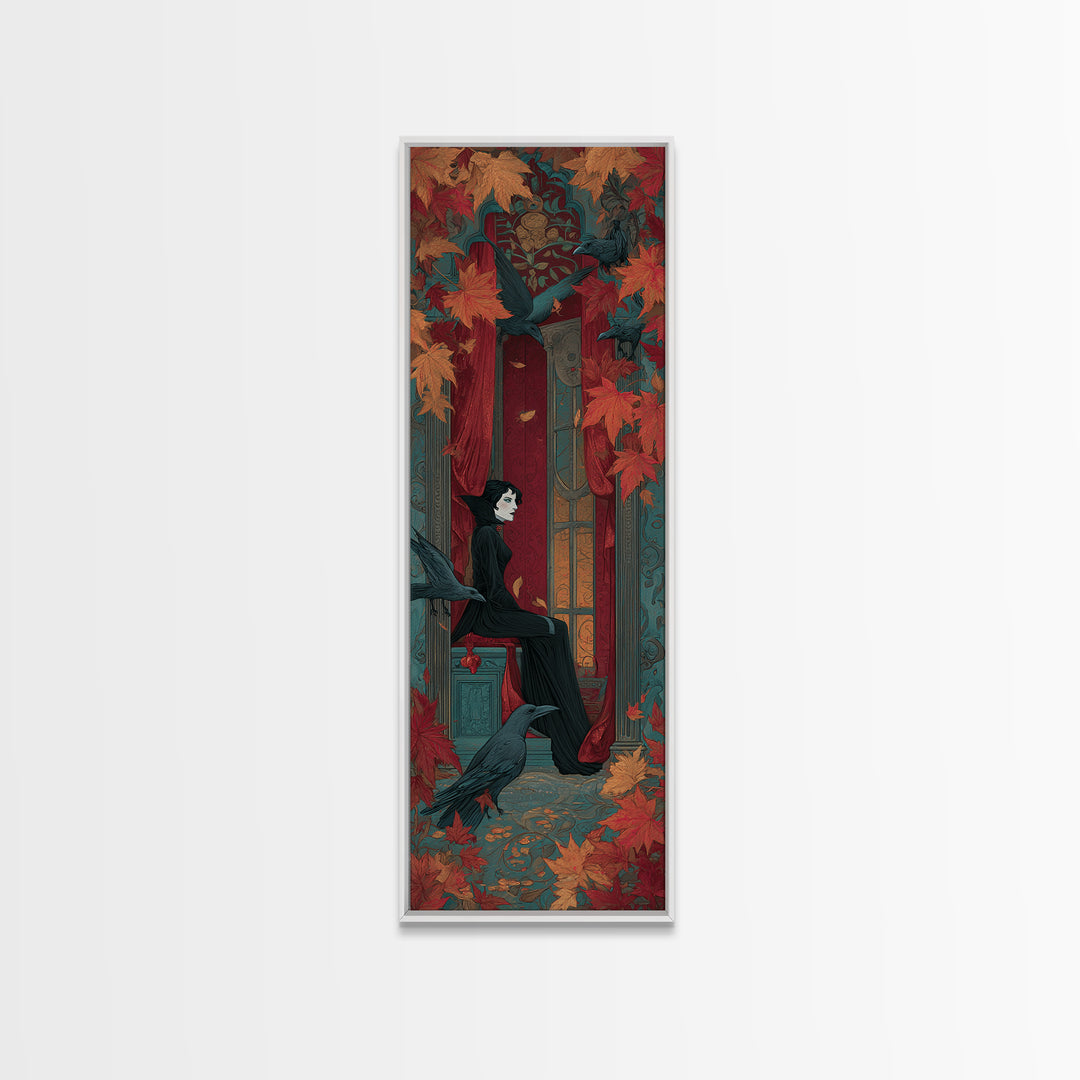 The Velvet Vampire Conservatory - Icon Portrait, Gothic Home Decor, Tall Narrow Wall Art, Canvas Print, Halloween Home Decor