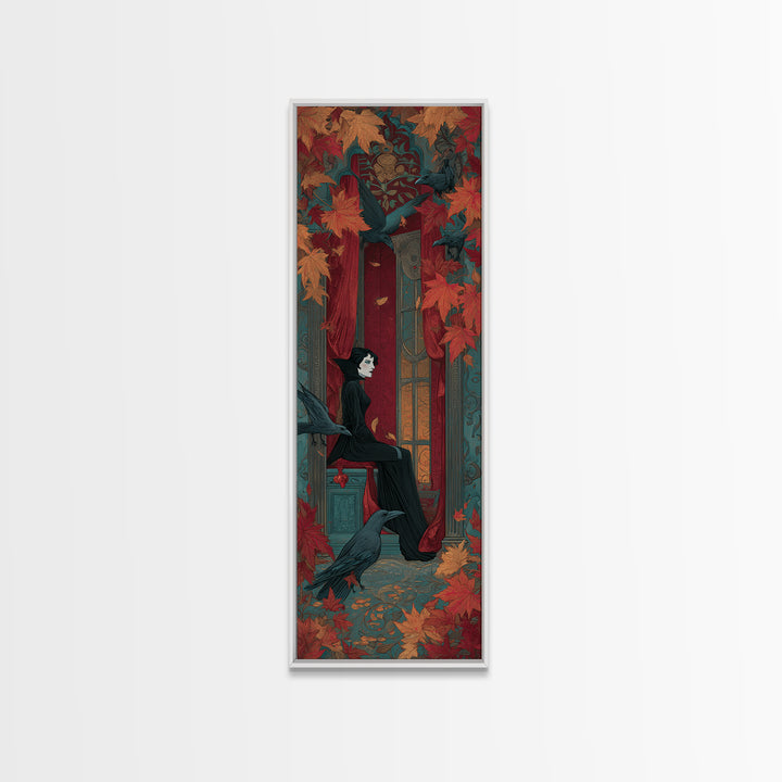The Velvet Vampire Conservatory - Icon Portrait, Gothic Home Decor, Tall Narrow Wall Art, Canvas Print, Halloween Home Decor