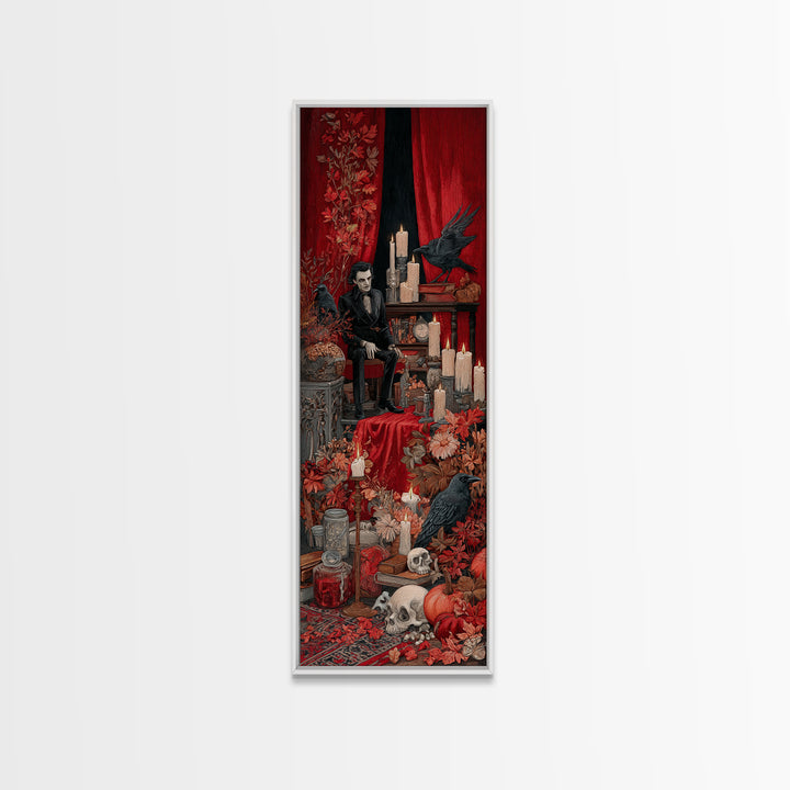 The Velvet Vampire Conservatory - Occult Still Life, Occult Wall Decor, Tall Narrow Wall Art, Canvas Print, Halloween Home Decor