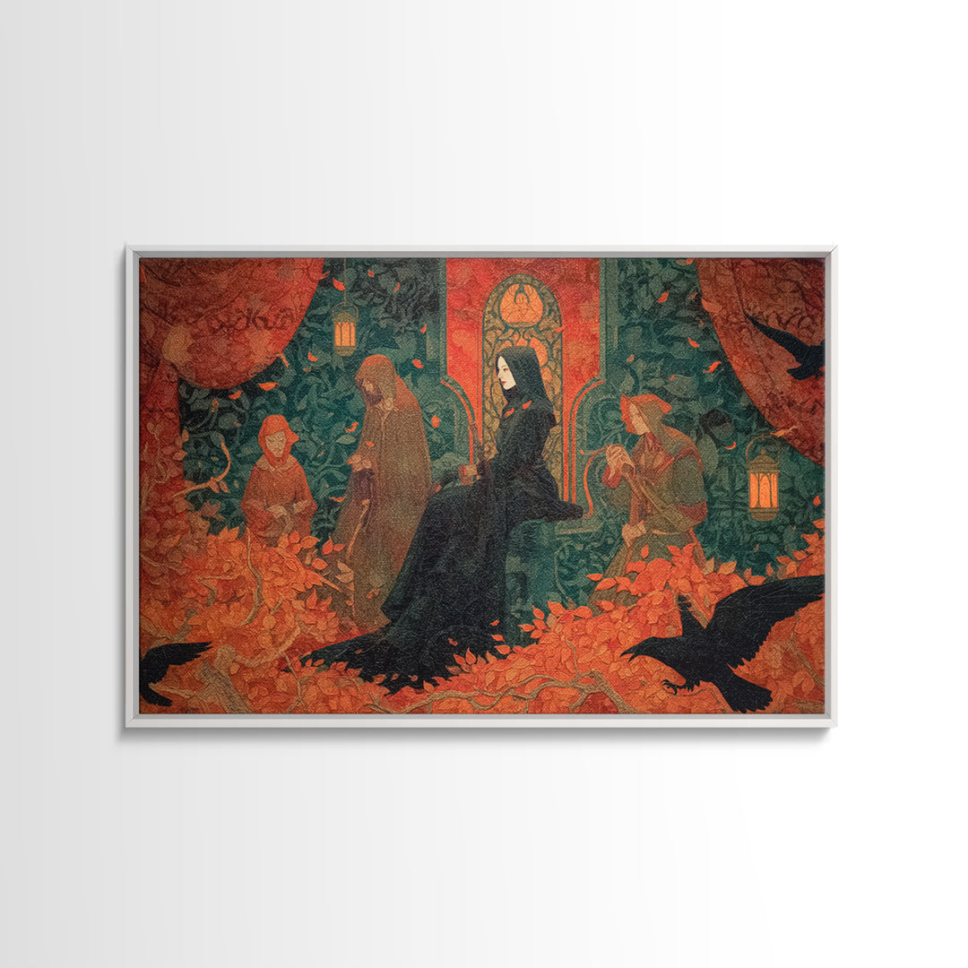 The Velvet Vampire Conservatory - Procession Scene, Occult Wall Decor, Landscape Wall Art, Canvas Print, Halloween Home Decor