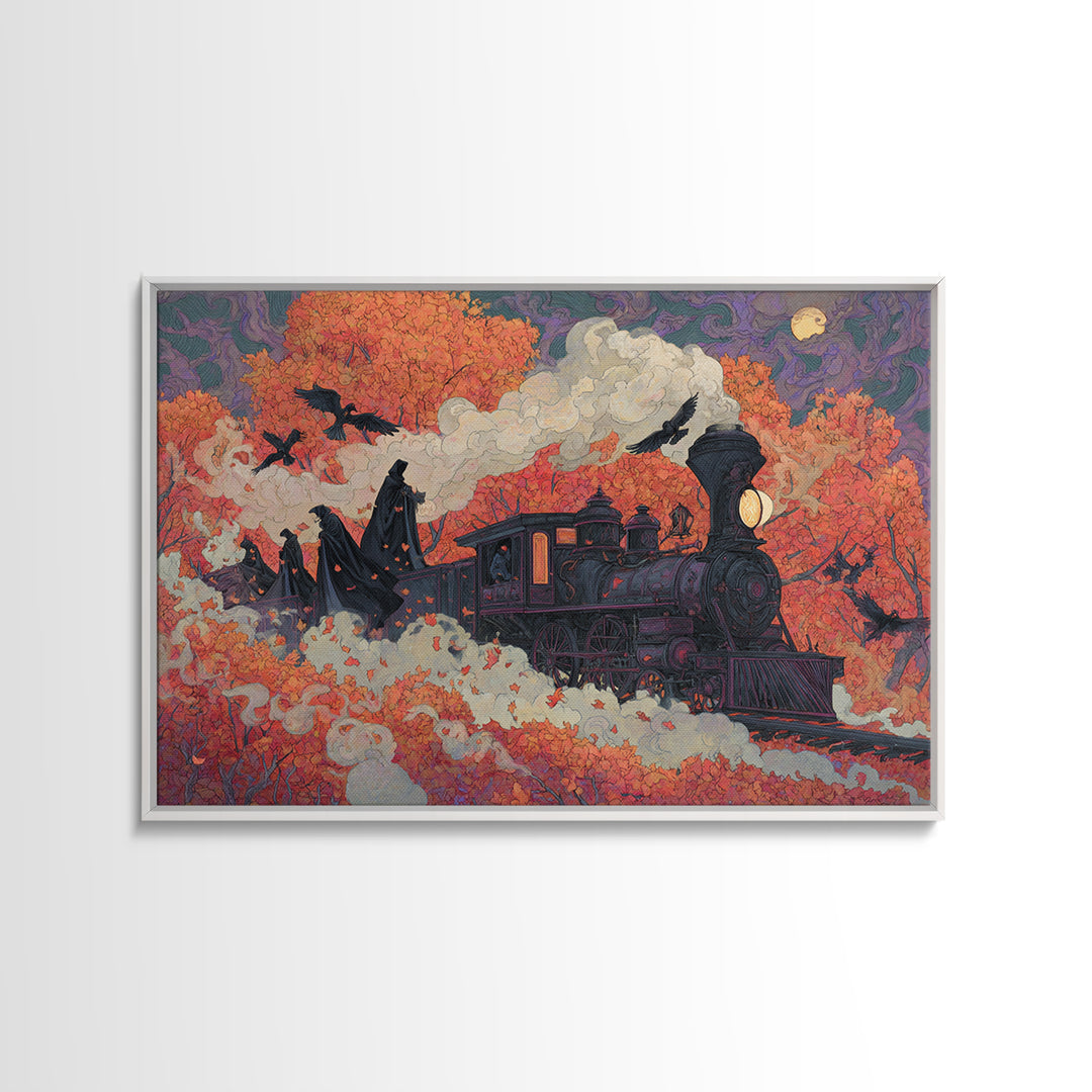 The Phantom Train Of October - Procession Scene, Gothic Home Decor, Landscape Wall Art, Canvas Print, Halloween Home Decor, Gothic Wall Art