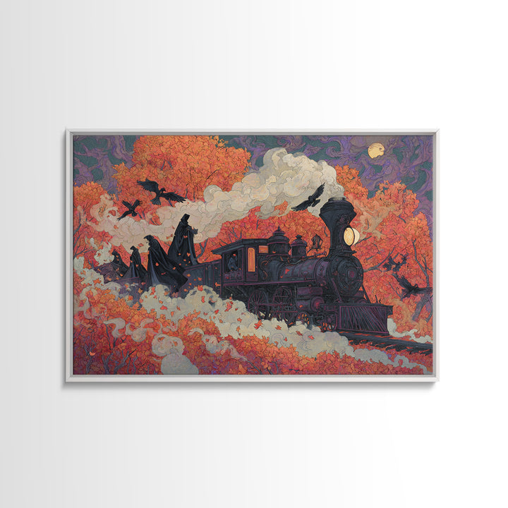 The Phantom Train Of October - Procession Scene, Gothic Home Decor, Landscape Wall Art, Canvas Print, Halloween Home Decor, Gothic Wall Art