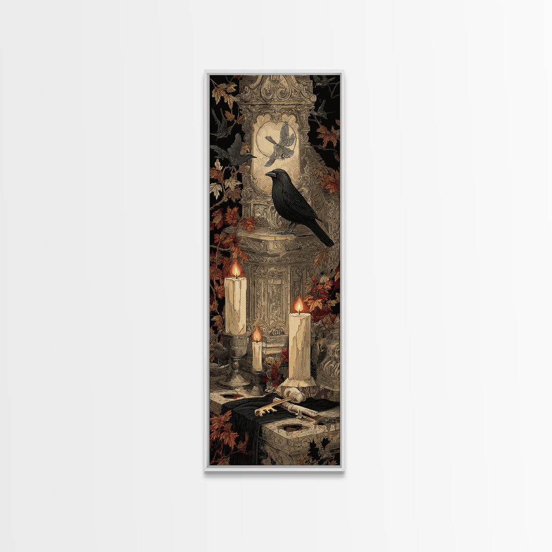 The Bone Key Still Life - Icon Portrait, Dark Fantasy Wall Art, Tall Narrow Wall Art, Canvas Print, Halloween Home Decor, Gothic Wall Art