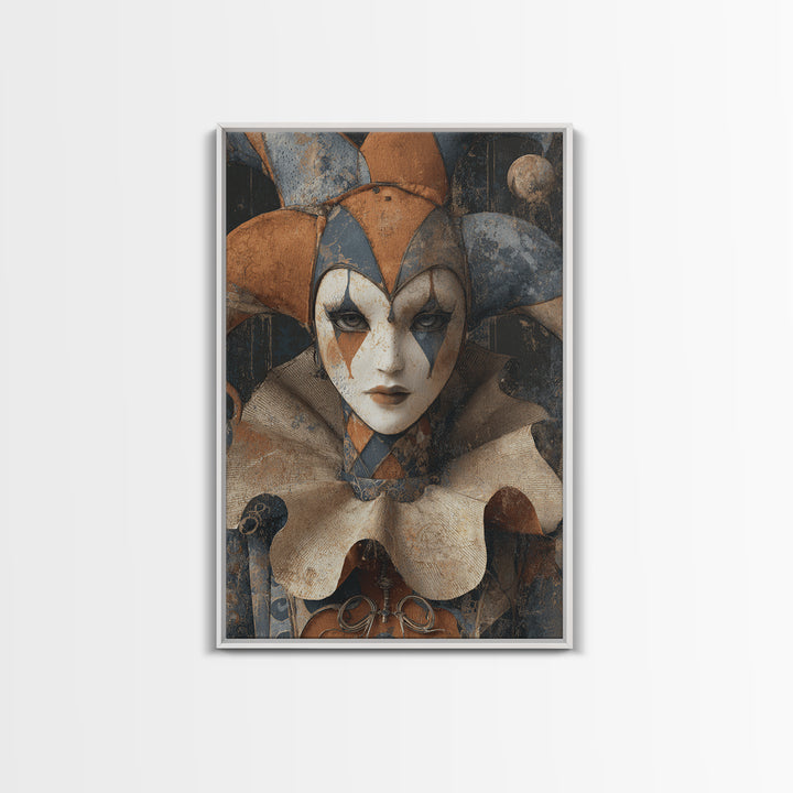 The Haunted Harlequin Doll - Icon Portrait, Dark Fantasy Wall Art, Vertical Wall Art, Canvas Print, Halloween Home Decor, Gothic Wall Art
