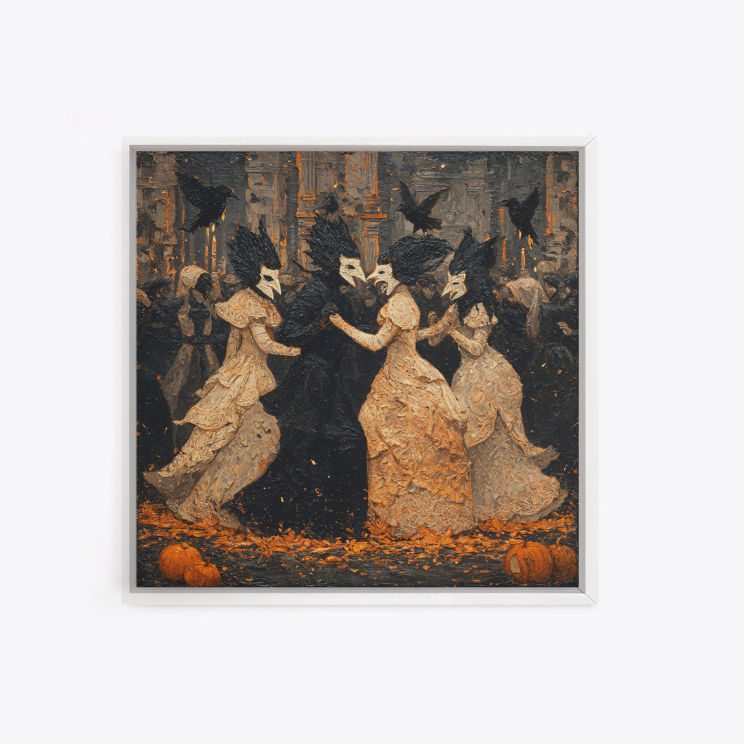 The Raven-Masked Ballroom - Icon Portrait, Gothic Home Decor, Square Wall Art, Canvas Print, Halloween Home Decor, Gothic Wall Art
