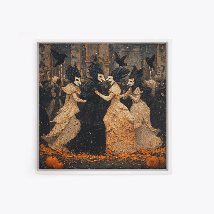 The Raven-Masked Ballroom - Icon Portrait, Gothic Home Decor, Square Wall Art, Canvas Print, Halloween Home Decor, Gothic Wall Art