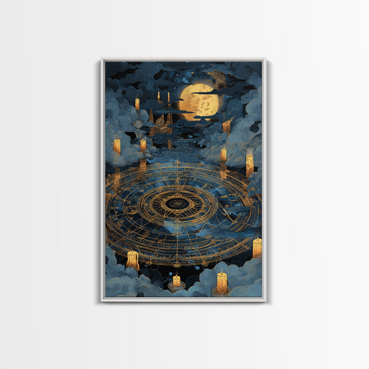 The Cursed Astrolabe - Icon Portrait, Spooky Wall Decor, Vertical Wall Art, Framed Canvas Print, Halloween Home Decor, Gothic Wall Art