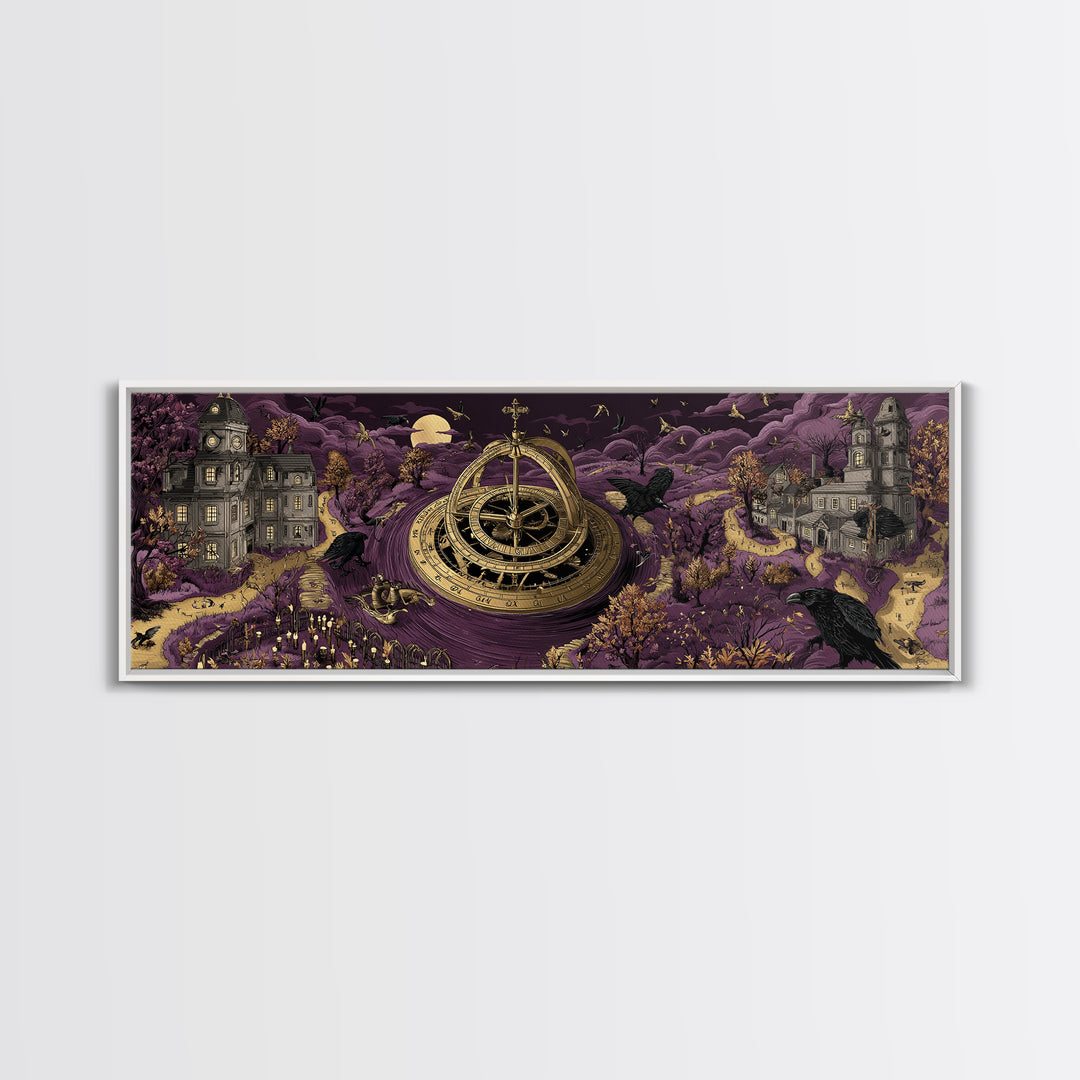 The Cursed Astrolabe - Environmental Panorama, Occult Wall Decor, Extra Wide Wall Art, Canvas Print, Halloween Home Decor, Gothic Wall Art