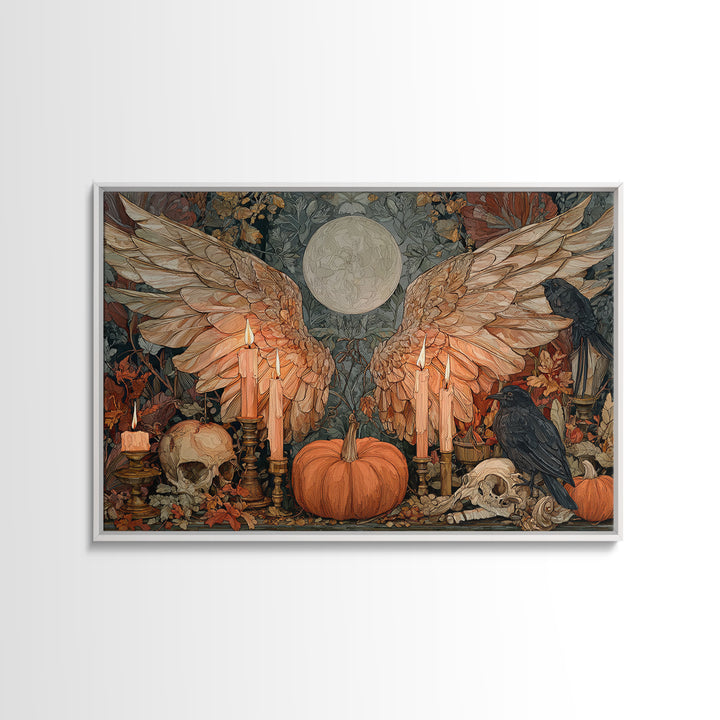 The Pumpkin-Winged Angel - Occult Still Life, Occult Wall Decor, Landscape Wall Art, Canvas Print, Halloween Home Decor, Gothic Wall Art