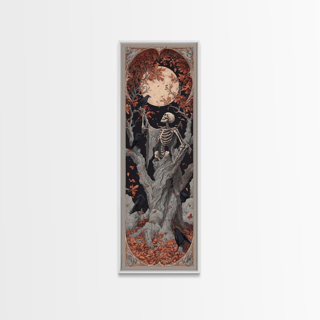 The Skeleton Cartographer - Icon Portrait, Occult Wall Decor, Tall Narrow Wall Art, Canvas Print, Halloween Home Decor, Gothic Wall Art
