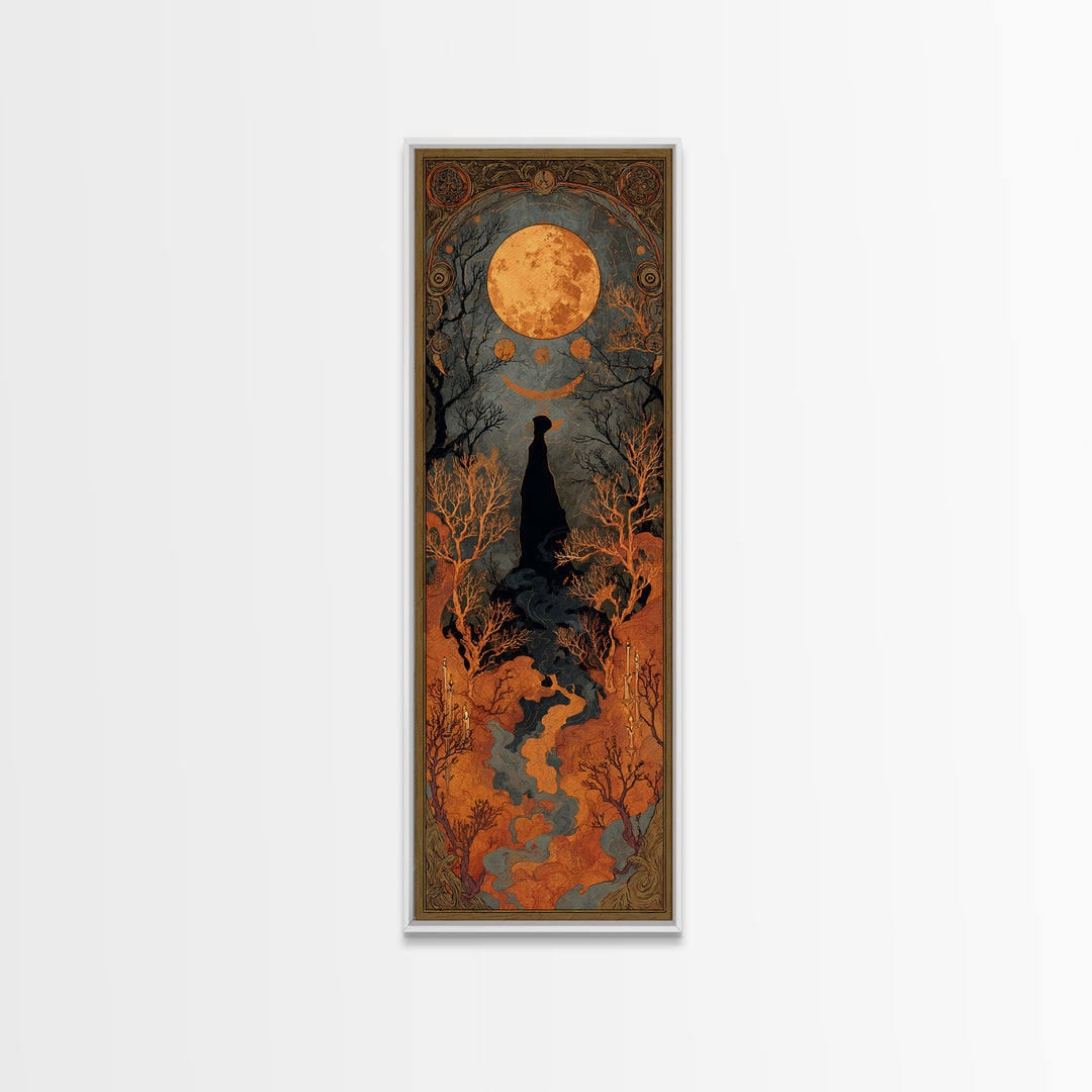 The Witch Astronomical Cabinet - Icon Portrait, Spooky Wall Decor, Tall Narrow Wall Art, Framed Canvas Print, Halloween Home Decor