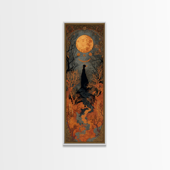 The Witch Astronomical Cabinet - Icon Portrait, Spooky Wall Decor, Tall Narrow Wall Art, Framed Canvas Print, Halloween Home Decor