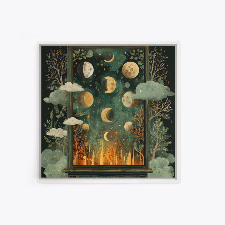The Witch Astronomical Cabinet - Surreal Celestial Vision, Dark Fantasy Wall Art, Square Wall Art, Canvas Print, Halloween Home Decor
