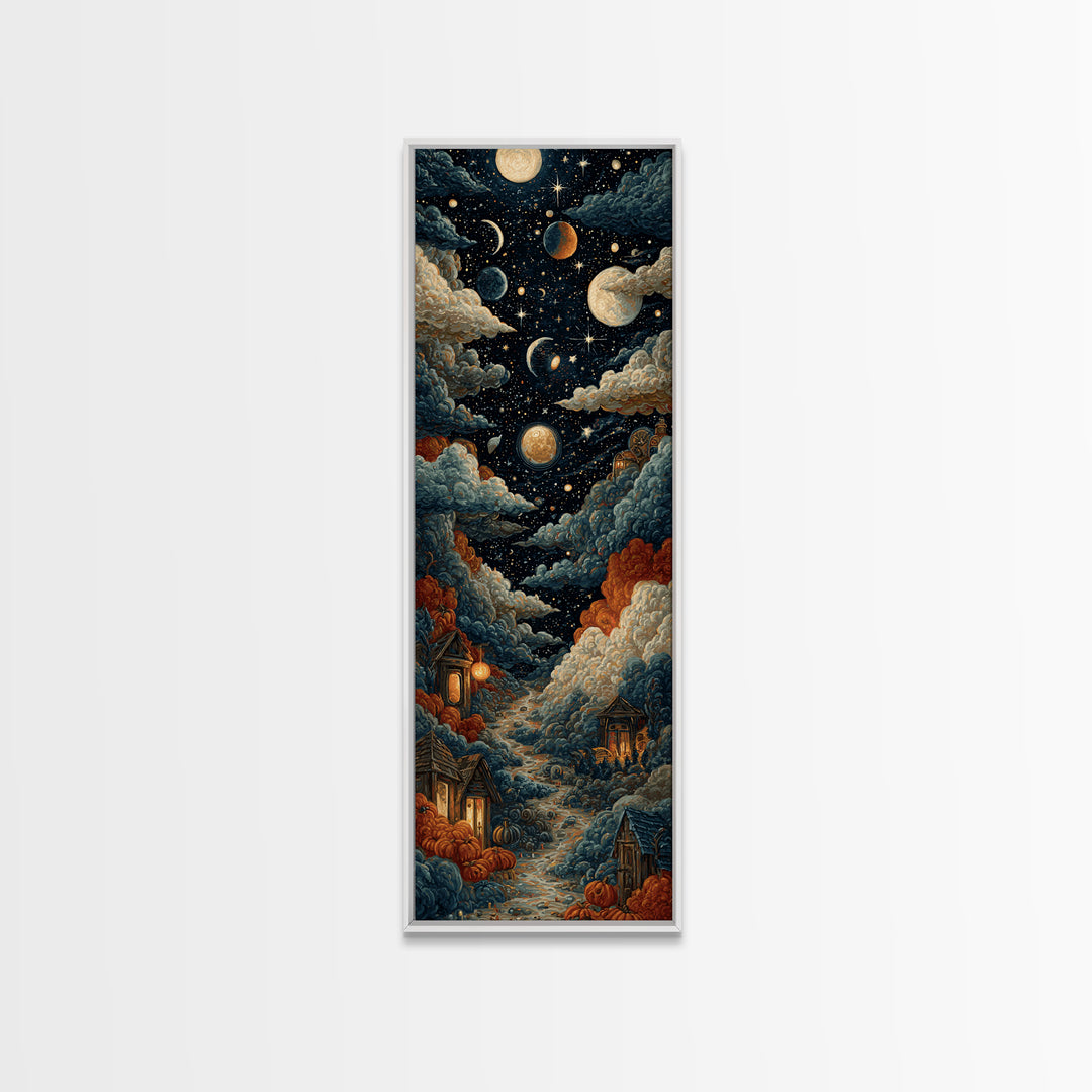 The Witch Astronomical Cabinet - Surreal Celestial Vision, Spooky Wall Decor, Tall Narrow Wall Art, Framed Canvas Print, Gothic Wall Art