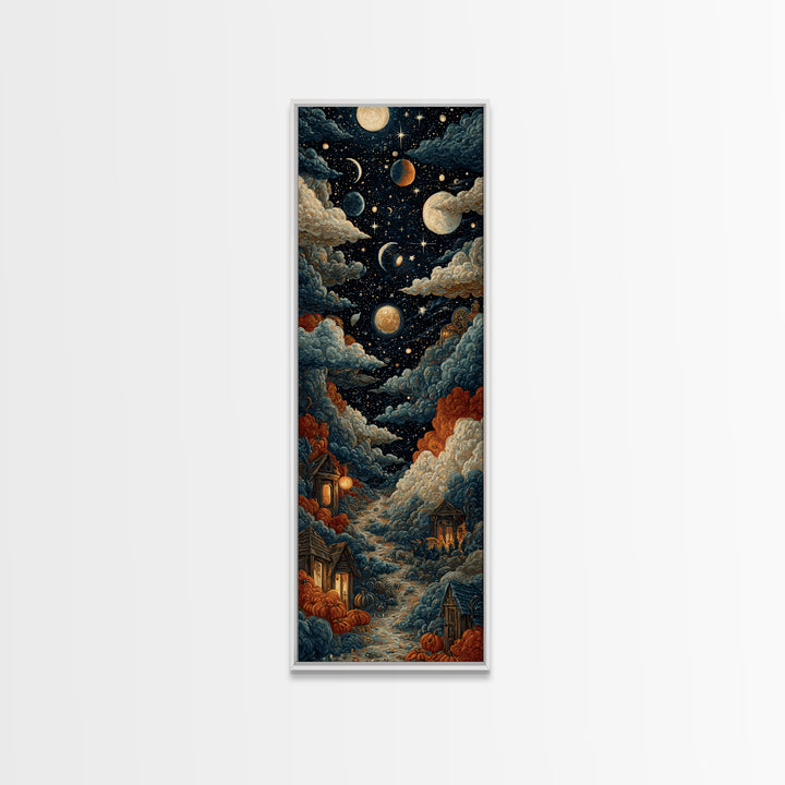 The Witch Astronomical Cabinet - Surreal Celestial Vision, Spooky Wall Decor, Tall Narrow Wall Art, Framed Canvas Print, Gothic Wall Art
